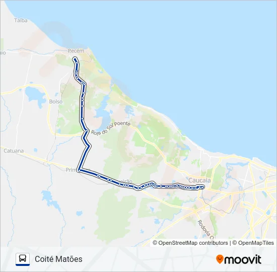 012 COITÉ / MATÕES VIA BARRA DO CAUÍPE (MUNICIPAL) Bus Line Map