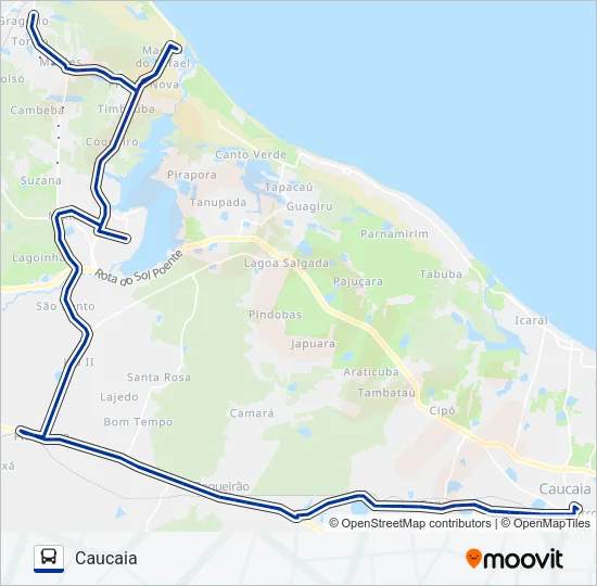 012 COITÉ / MATÕES VIA BARRA DO CAUÍPE (MUNICIPAL) Bus Line Map