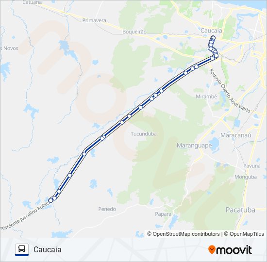 Mapa da linha 039 BOM PRINCÍPIO / TUCUNDUBA / CARAUÇANGA (MUNICIPAL) de ônibus