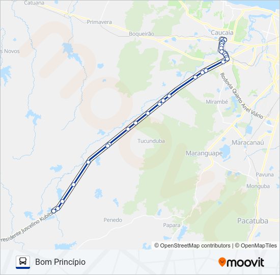 Mapa de 039 BOM PRINCÍPIO / TUCUNDUBA / CARAUÇANGA (MUNICIPAL) de autobús