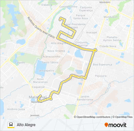 Mapa da linha 009 ALTO ALEGRE / SHOPPING de ônibus