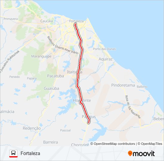 Mapa da linha 404401 PACAJUS / FORTALEZA de ônibus