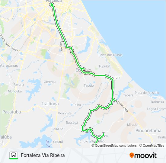 Mapa da linha 223 FORTALEZA / AROEIRA de ônibus