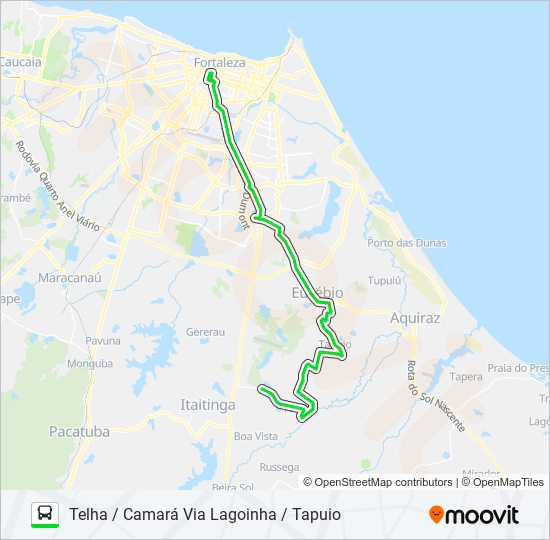 Mapa da linha 284 FORTALEZA / TELHA VIA EUSÉBIO de ônibus