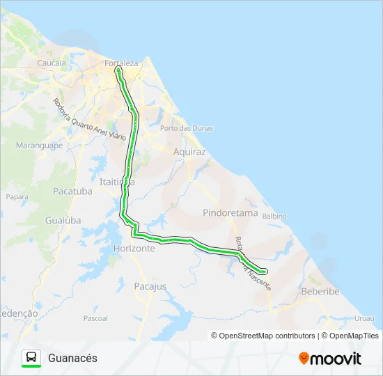 089 FORTALEZA / GUANACÉS VIA COLUNA Bus Line Map