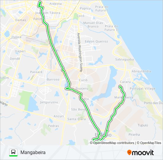 Mapa de 207 FORTALEZA / TUPUIÚ / MANGABEIRA de autobús