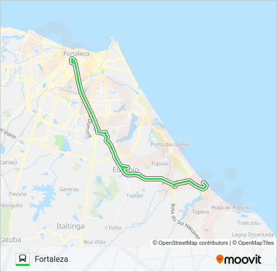 046 FORTALEZA / PRAINHA / VIA AQUIRAZ Bus Line Map