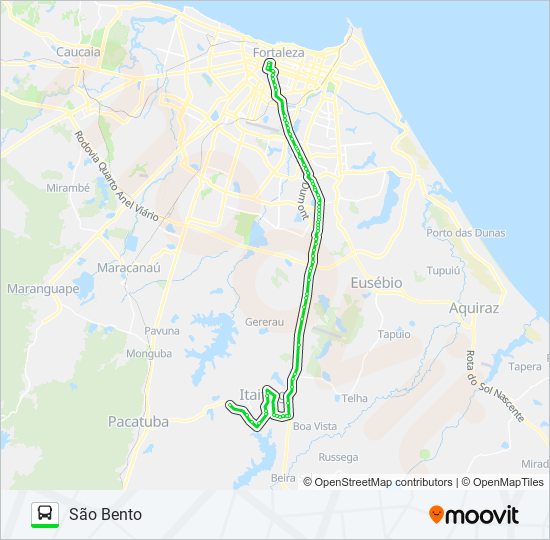 Mapa da linha 274 FORTALEZA / SÃO BENTO VIA ITAITINGA de ônibus