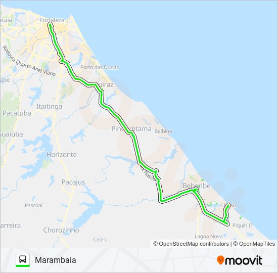 Mapa da linha 10122 FORTALEZA / MARAMBAIA / VIA BEBERIBE de ônibus