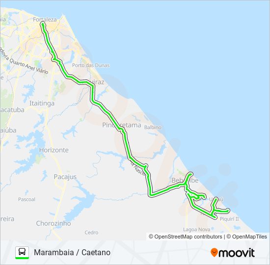 Mapa da linha 10122 FORTALEZA / MARAMBAIA / VIA BEBERIBE de ônibus