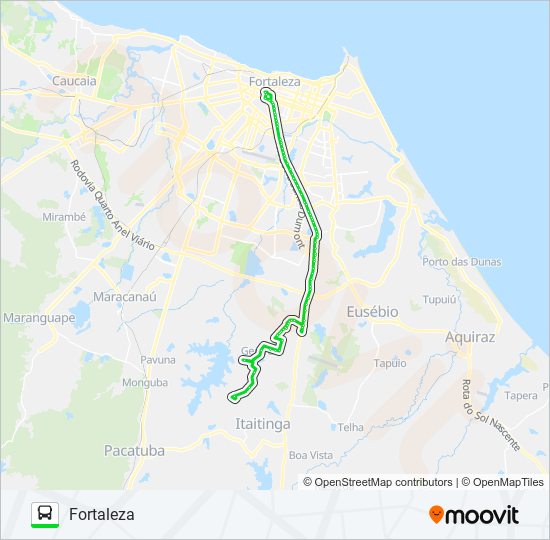 Mapa da linha 107 FORTALEZA / CARACANGA / ANCURI / PEDRAS de ônibus