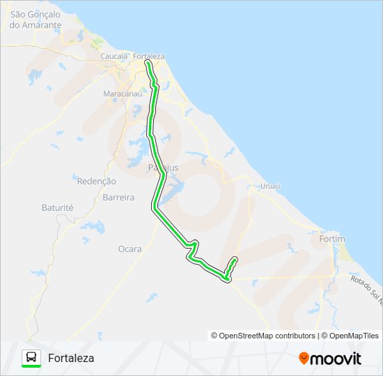 Mapa da linha 10119 FORTALEZA / SERRA DO FÉLIX / VIA PITOMBEIRAS de ônibus