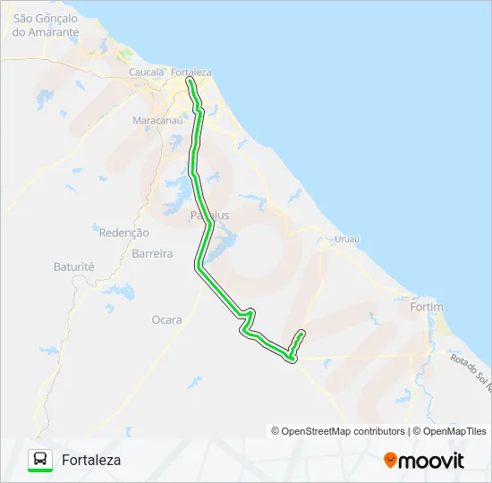 10119 FORTALEZA / SERRA DO FÉLIX / VIA PITOMBEIRAS Bus Line Map