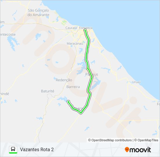 Mapa da linha 10217 FORTALEZA / VAZANTES / VIA OCARA / CHOROZINHO de ônibus