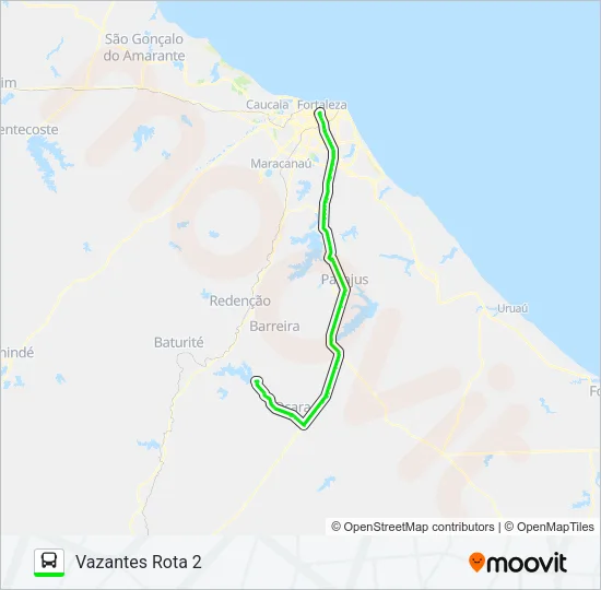 10217 FORTALEZA / VAZANTES / VIA OCARA / CHOROZINHO Bus Line Map