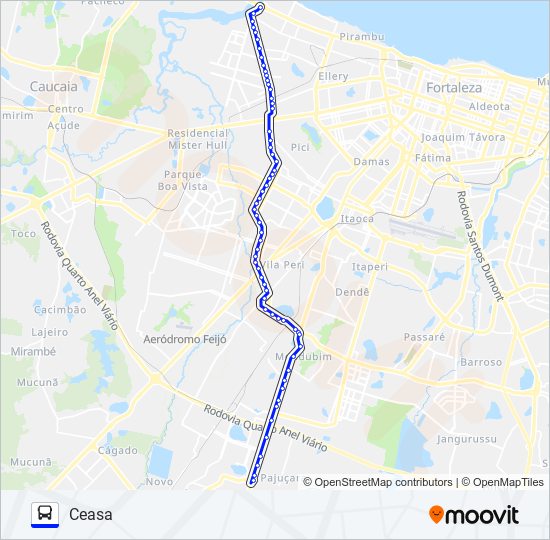 Mapa da linha 180 BARRA DO CEARÁ / CEASA de 