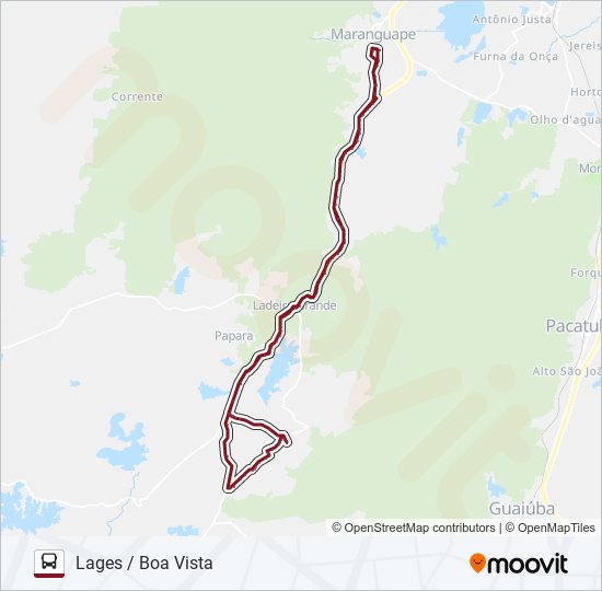 Mapa da linha 01 LAGES de ônibus