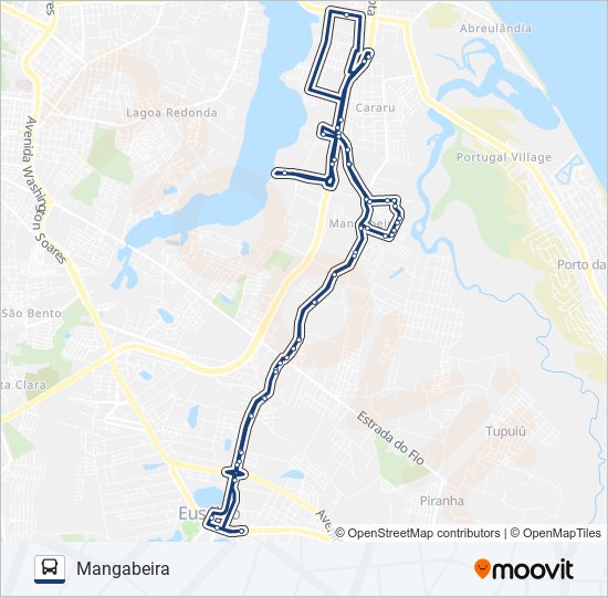 Mapa da linha ROTA 44 MANGABEIRA de ônibus