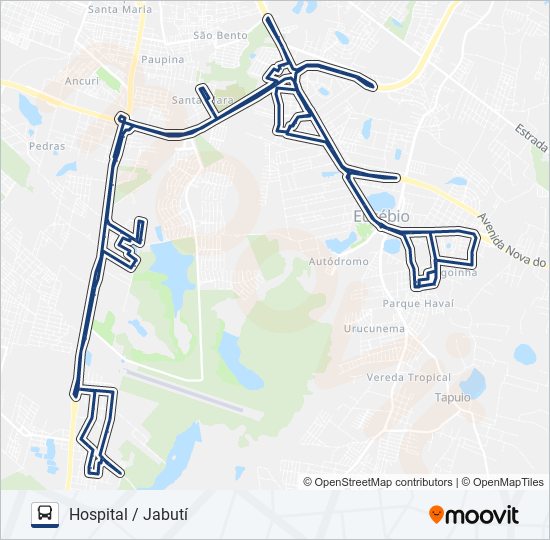 Mapa da linha ROTA 42 HOSPITAL / JABUTÍ de ônibus