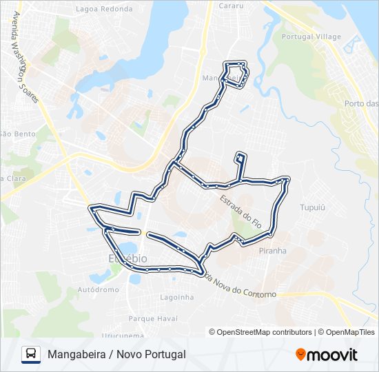 Mapa da linha ROTA 48 MANGABEIRA / NOVO PORTUGAL de ônibus