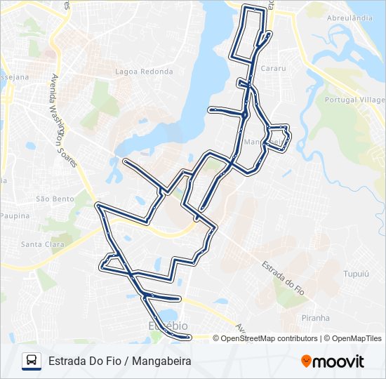 Mapa da linha ROTA 47 ESTRADA DO FIO / MANGABEIRA de ônibus