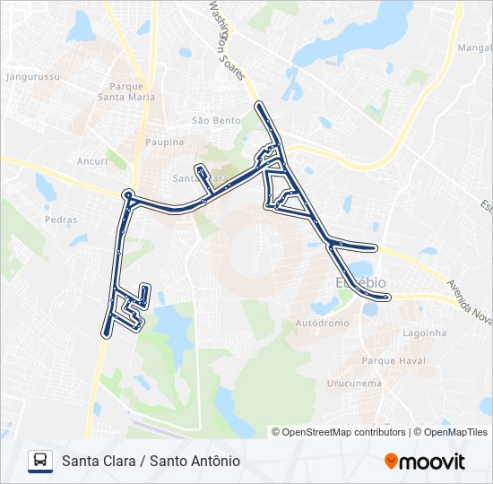 Mapa da linha ROTA 49 SANTA CLARA / SANTO ANTÔNIO de ônibus