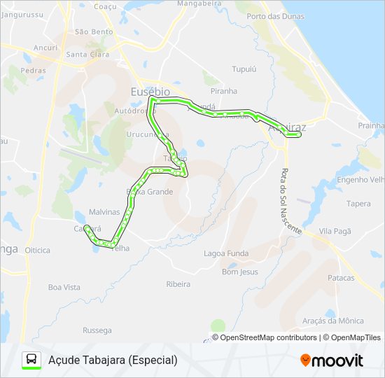 Mapa da linha ROTA VERDE CENTRO / CAMARÁ de ônibus