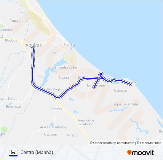Mapa da linha ROTA AZUL AQUIRAZ / BARRO PRETO de ônibus