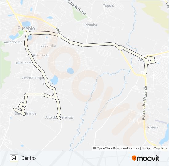 Mapa da linha ROTA BEGE BAIXA GRANDE/TAPUIO/CENTRO de ônibus