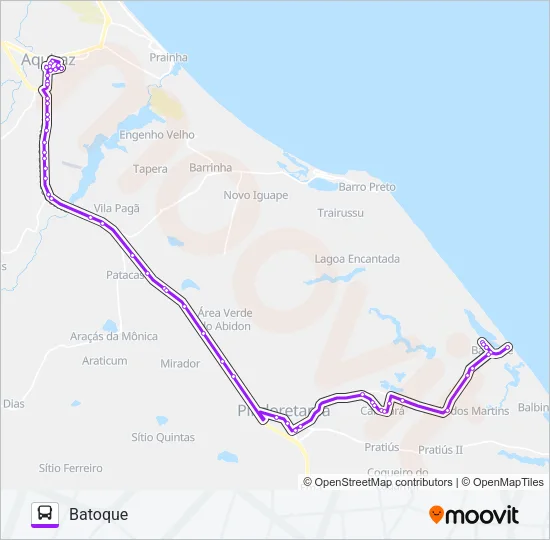 ROTA ROXA BATOQUE/CENTRO/VIA CARACARÁ Bus Line Map