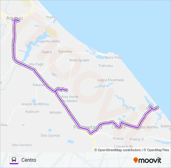 ROTA ROXA BATOQUE/CENTRO/VIA CARACARÁ Bus Line Map