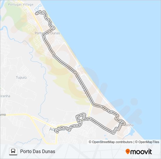 Mapa da linha ROTA CINZA PORTO DAS DUNAS/CENTRO/VIA JAPÃO de ônibus