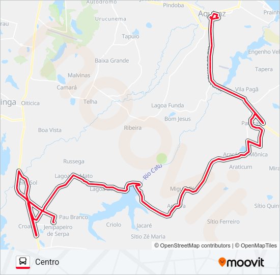Mapa da linha ROTA VERMELHA JUSTINIANO DE SERPA/CINZENTA/PATACAS/CENTRO de ônibus