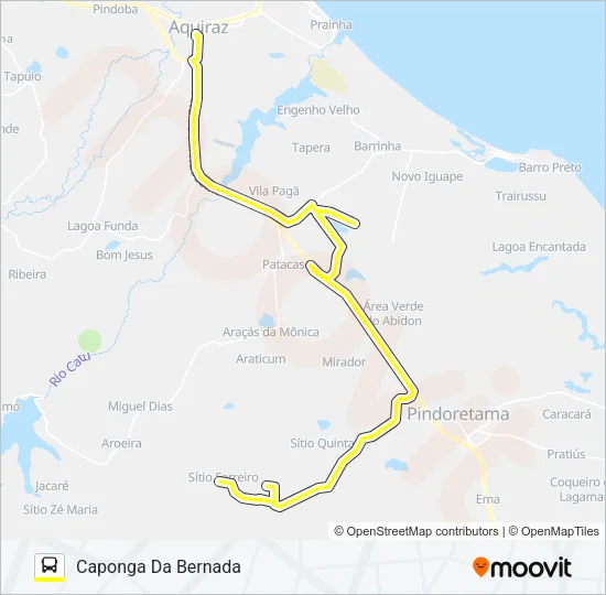 ROTA AMARELA CAPONGA DA BERNADA / CENTRO / VIA ARAÇAZINHO DO BIEL Bus Line Map