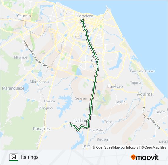 Mapa da linha 404605 ITAITINGA / FORTALEZA de ônibus
