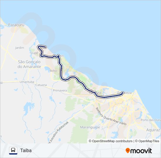 Mapa da linha 402901 FORTALEZA / TAÍBA / VIA PECÉM de ônibus