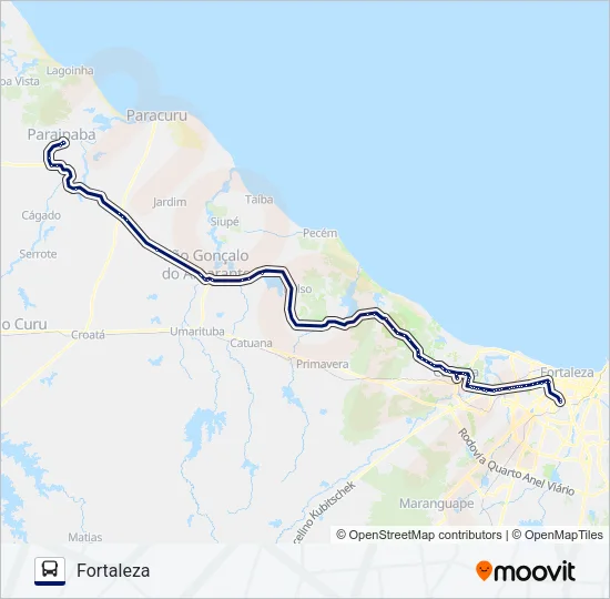 20408 FORTALEZA / PARAIPABA / VIA SÃO GONÇALO Bus Line Map