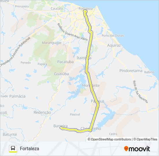 Mapa da linha 20304 BARREIRA / FORTALEZA / VIA CHOROZINHO de ônibus