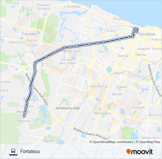 Mapa da linha 332 METRO / TÔCO de ônibus