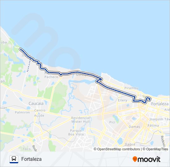 Mapa da linha 363 ICARAÍ / FORTALEZA / VIA BARRA DO CEARÁ de ônibus