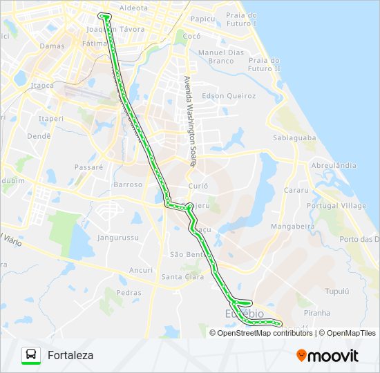 Mapa da linha 10347 FORTALEZA / EUSÉBIO de ônibus