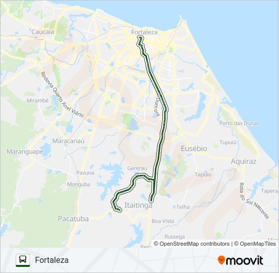 Mapa da linha 404606 FORTALEZA / CARACANGA / VIA JABUTI de ônibus