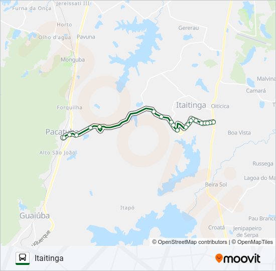 Mapa da linha PACATUBA / ITAITINGA de ônibus