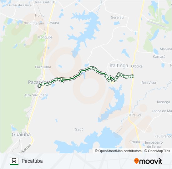 Mapa da linha PACATUBA / ITAITINGA de ônibus