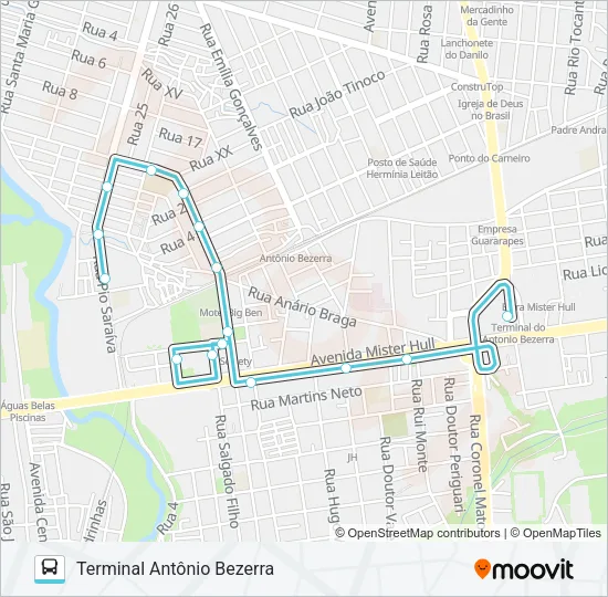 217 ESTAÇÃO / PIO SARAIVA II / ANTÔNIO BEZERRA Bus Line Map