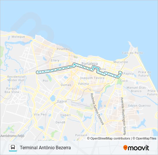 Mapa da linha 028 ANTÔNIO BEZERRA / BRT / PAPICU de ônibus
