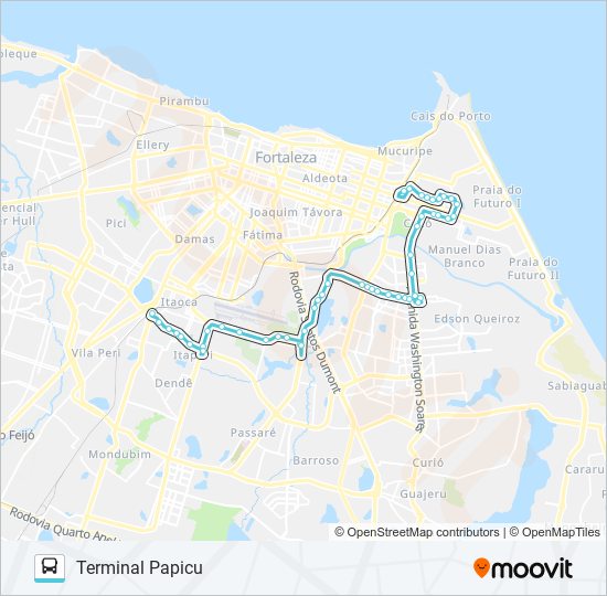 Mapa da linha 066 PARANGABA / AEROPORTO / PAPICU de ônibus