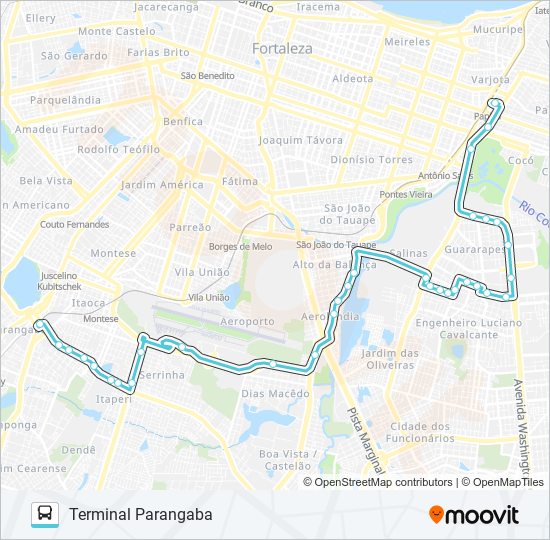 Mapa de 066 PARANGABA / AEROPORTO / PAPICU de autobús