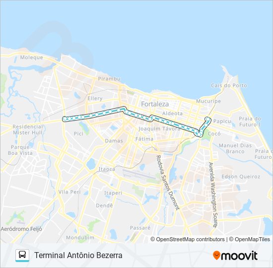 222 ANTÔNIO BEZERRA / BRT / ANTÔNIO SALES / PAPICU bus Line Map