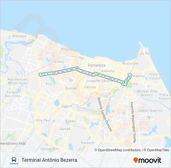 222 ANTÔNIO BEZERRA / BRT / ANTÔNIO SALES / PAPICU Bus Line Map